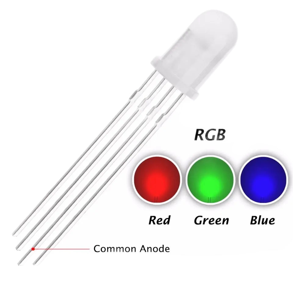 Everlight 5mm RGB Diffused LED -4 PIN - Common Anode