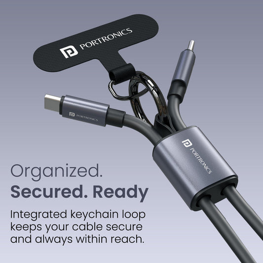 Portronics POR 3397 Velin Type C to Type C Cable 60W Max Output Premium Silicon Cable Built-In Cable Organizer Strap