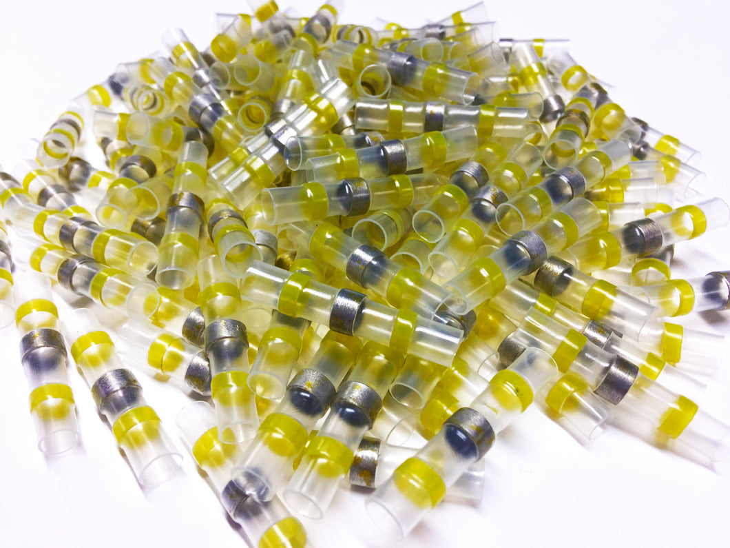 Yellow Heat Shrink Solder Sleeve Crimpless Butt Connectors