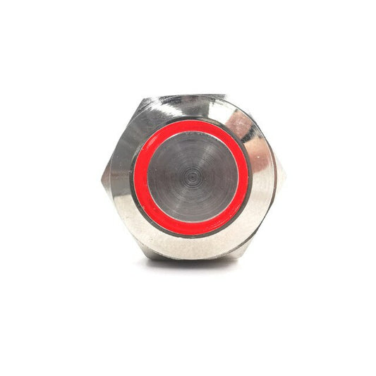 19mm Red Led Stainless Steel Momentary Type Push Button Switch IP65 (12V-24V) DC