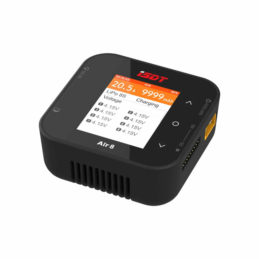 ISDT Air8 500W 20A 8S DC Pocket Charger – 20 A, 1‑Channel, Supports 1–8S LiPo/LiFe/LiHV/ULiHV/NiMH/Pb BattAir