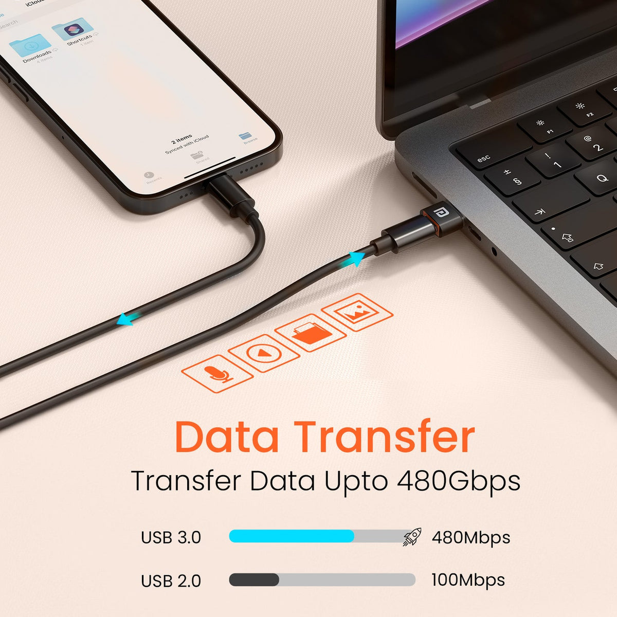 Portronics POR-2788 Bridge X USB 3.0 Type C Female to USB Male OTG Adapter, 5Gbps High Speed Data Transfer, Fast Charging, (Black)