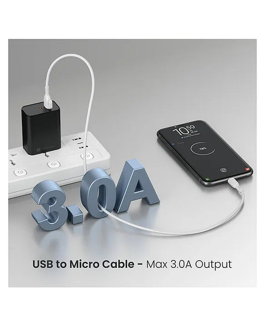 Portronics POR-2886 Konnect Core 3 USB to Micro USB Cable 1 m Length (White)