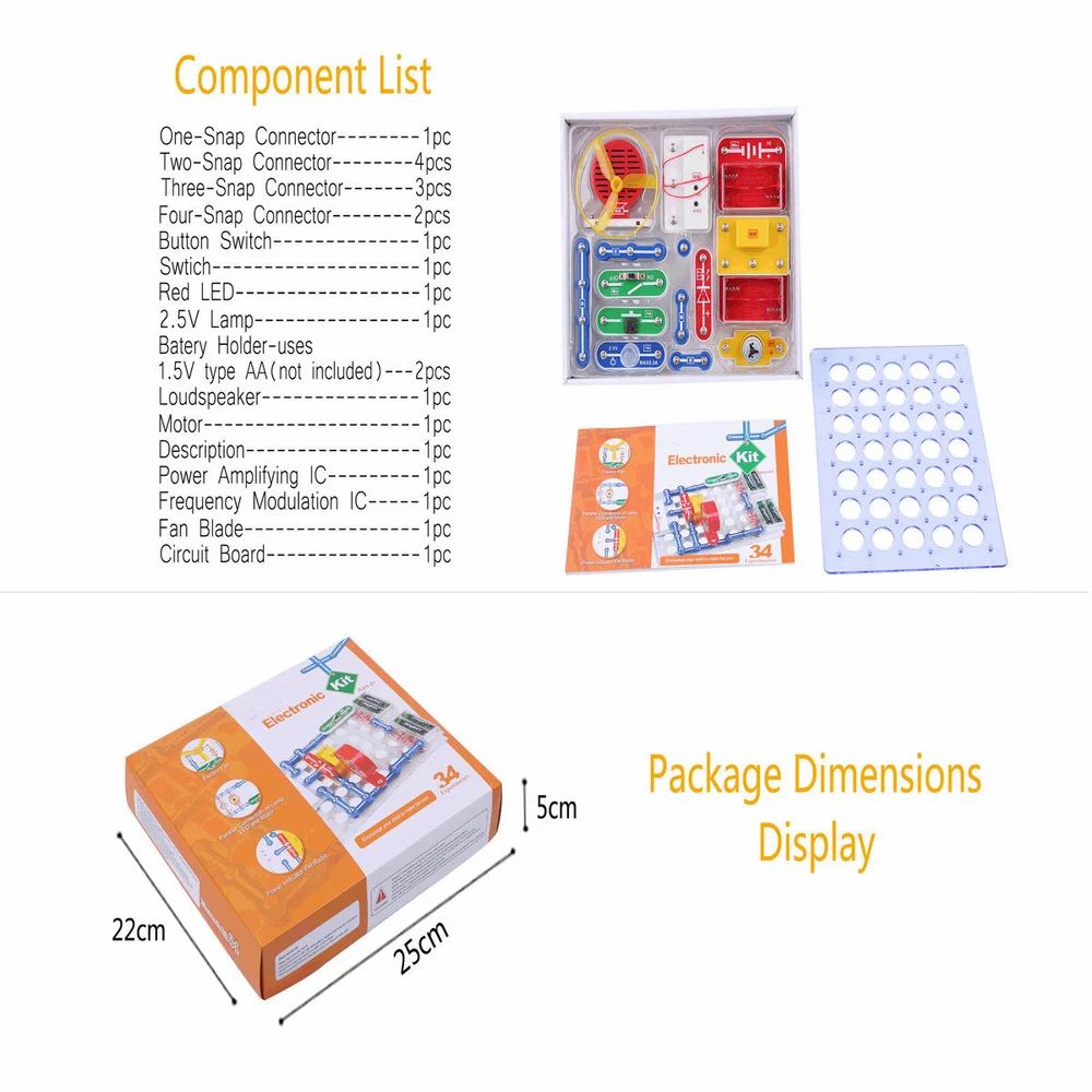 34 in 1 Educational Electronics Experiment Kit Snap Circuits (DBOLO)