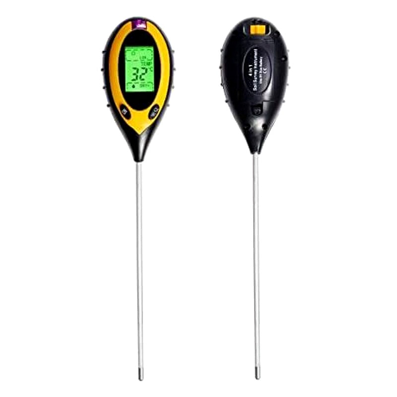 4 in 1 Soil PH Meter Soil Tester PH Moisture Meter Temperature Sunlight Measurement Analysis Acidity Alkali (Without Battery)
