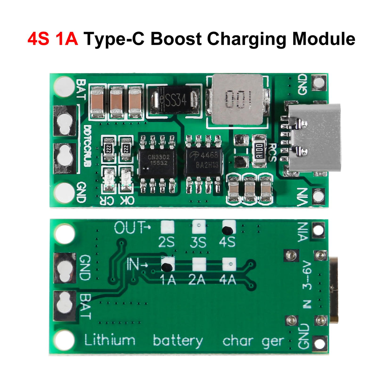4S 1A 18650 Polymer Lithium Ion Charger Type C to 4S 14.8V 1A Booster Module