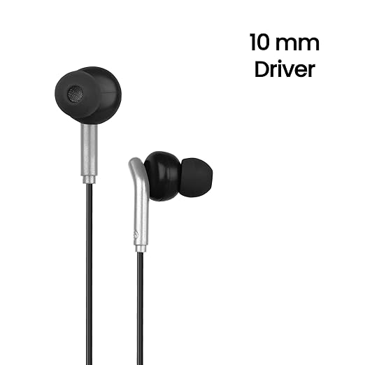 ZEBRONICS Bro in Ear Wired Earphones with Mic, 3.5mm Audio Jack, 10mm Drivers, Phone/Tablet Compatible (Black)