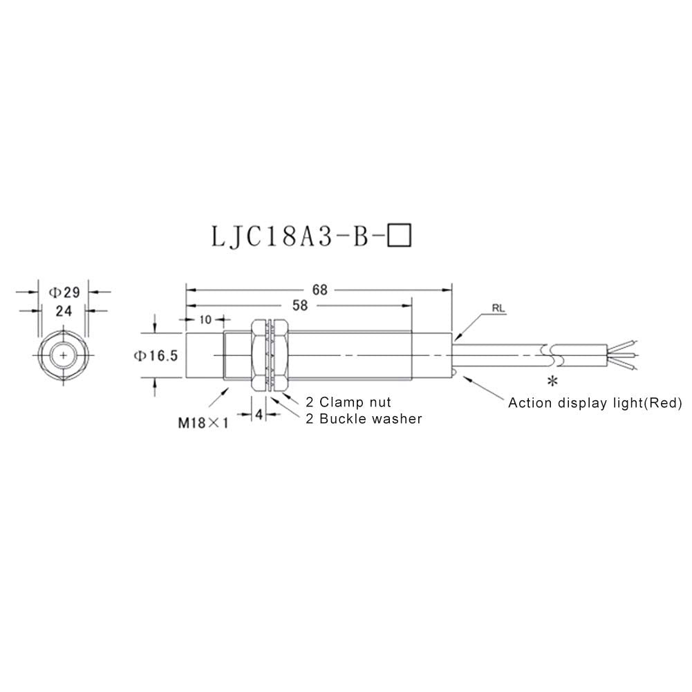 LJC18A3-B-Z/BY PNP NO Capacitive Proximity Sensor, 1-10mm, DC 6-36V