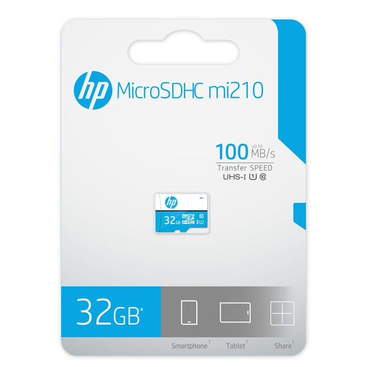HP 32GB MicroSD Memory Card SDHC mi210 Class 10, UHS-I, U1 Card, Upto 100MB/s