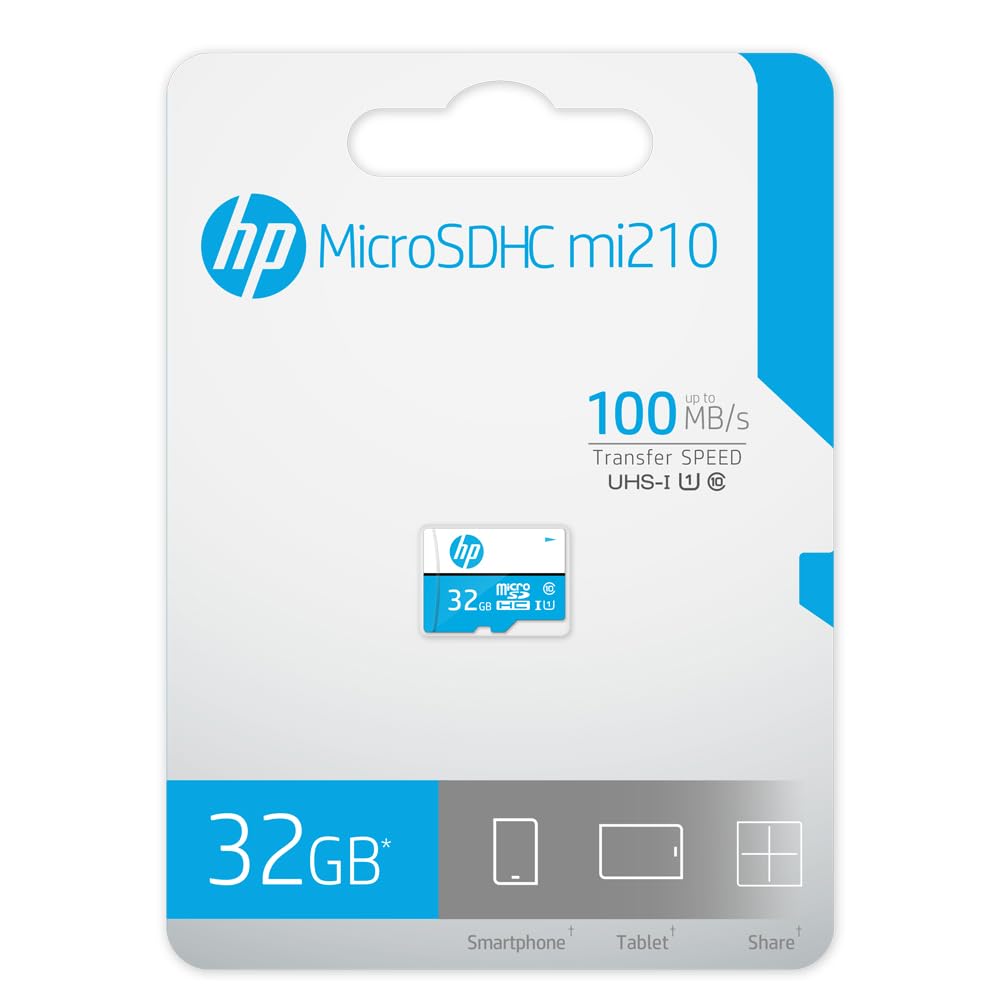 HP 32GB MicroSD Memory Card SDHC mi210 Class 10, UHS-I, U1 Card, Upto 100MB/s