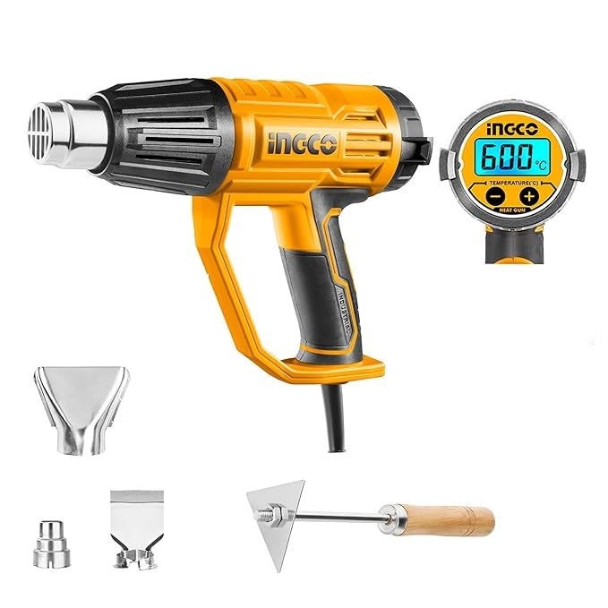 INGCO HG200058 Heat Gun 2000W with Digital Display Temperature Control