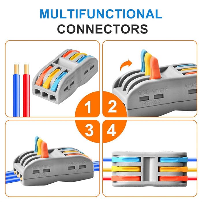 PCT 223-3 Way Quick Connector Terminal 3 In-3 Out Lever Wire Connector