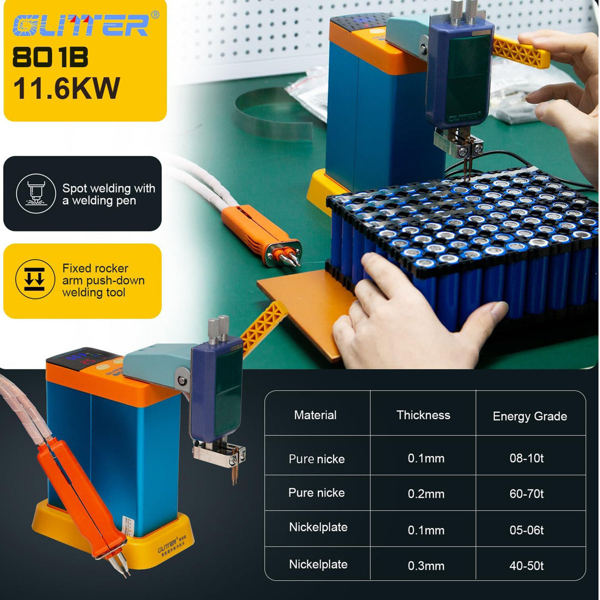 GLITTER 801B Battery Spot Welder Capacitor Energy Storage Pulse Welding Machine