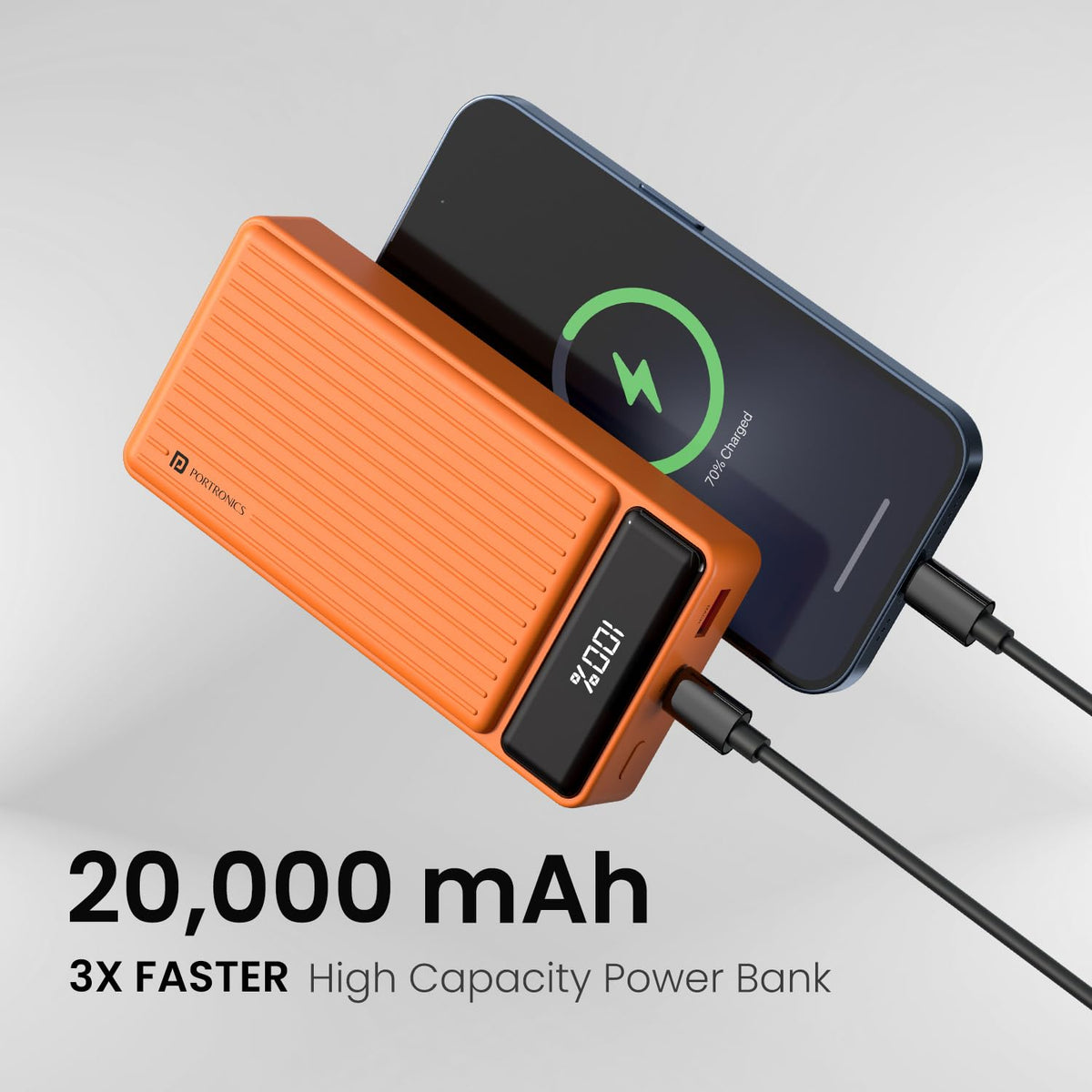 Portronics Luxcell B 20K 20000mAh 22.5W Power Bank (Orange)