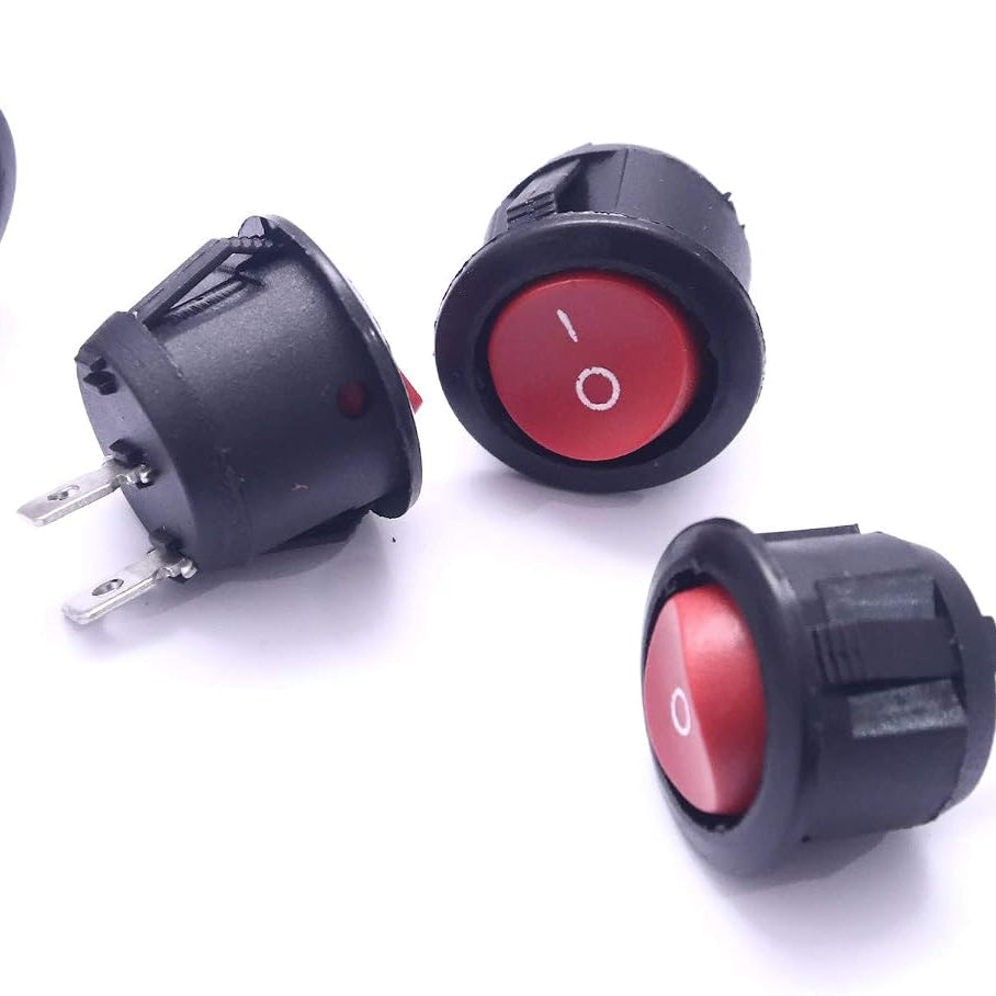 KCD1 6a 250v Round Rocker Switch SPST Panel Mount Round 10A/125V, 6A/250V (Red)