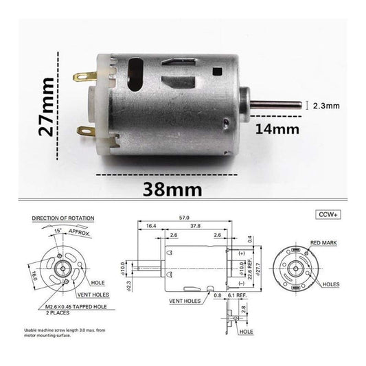 RS385 Electric Small Brush Motor DC 12V 10000RPM