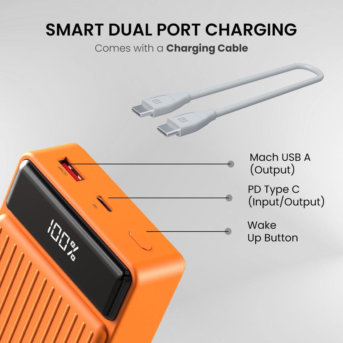 Portronics Luxcell B 20K 20000mAh 22.5W Power Bank (Orange)