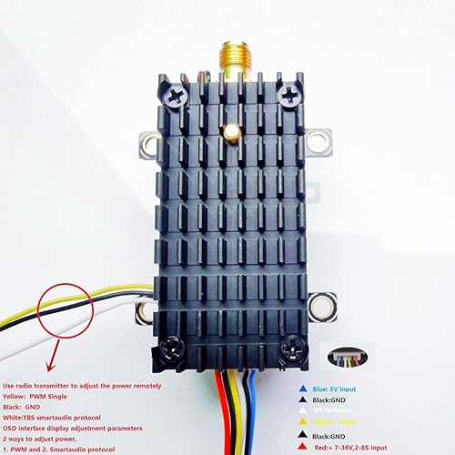 SoloGood 5.8Ghz 2W VTX FPV Transmitter Over 20Km Range TS582000 5.8G 2000MW 8CH Video Transmitter with 5dbi SMA Antenna for FPV Racing Drone Quadcopter
