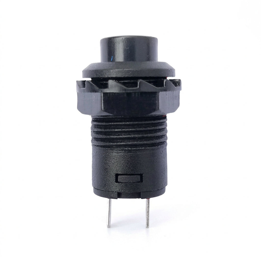 ON-OFF Thread SPST Latching Type Push Button Switch (Black)