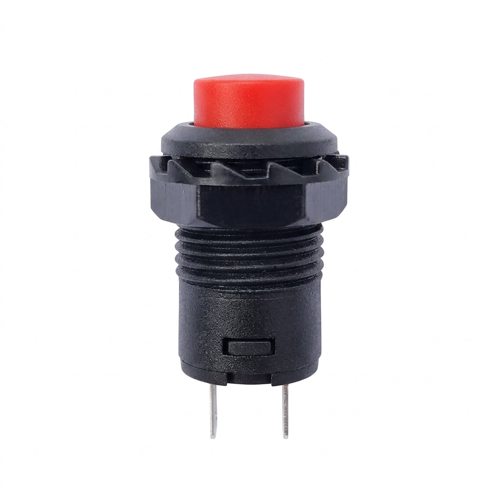 ON-OFF Thread SPST Latching Type Push Button Switch (Red)