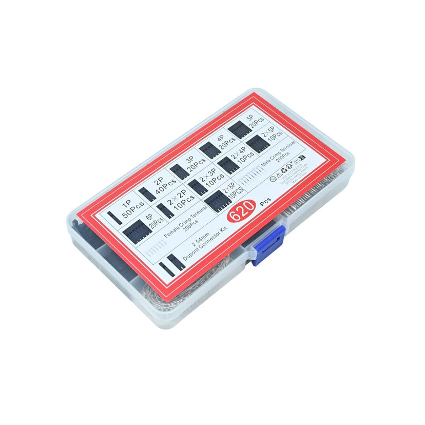 620 Pcs 2.54mm DuPont Jumper Connector Housing with Terminal Kit Set