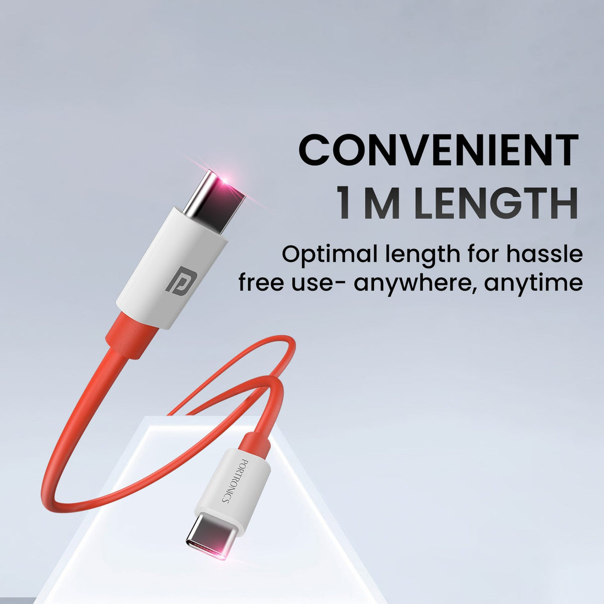 Portronics POR-2067 Konnect Dash Max 65w Type-C To Type-C Cable 1 Meter Length (Red)