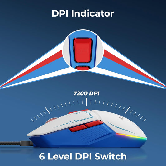 ZEBRONICS Astro Premium Gaming Mouse with Upto 7200 DPI, 7 Buttons, Braided Cable, High Resolution, Windows Software with RGB LED Light