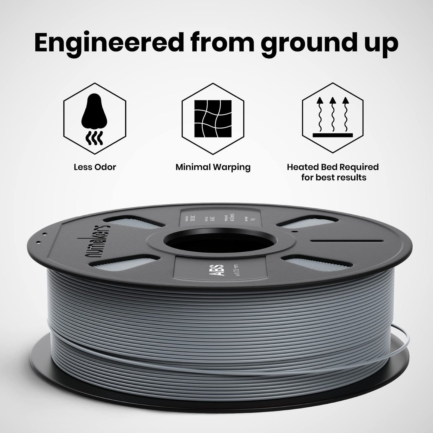 Numakers ABS Filament- Light Gray- 1.75 mm / 1 kg