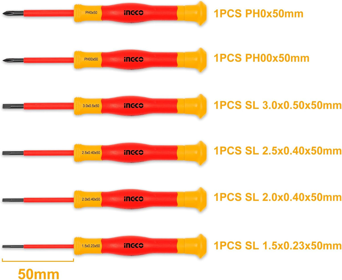 INGCO HKIPSD0601 6-Piece Insulated Precision Screwdriver Set