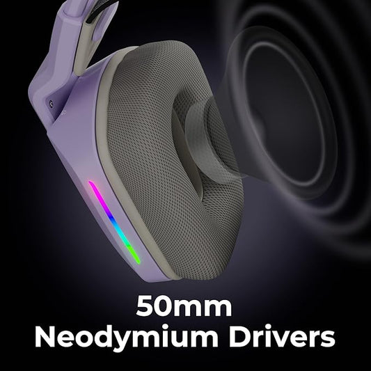 ZEBRONICS ZEB-HAVOC Premium Gaming Over Ear Headphone with Dolby Atmos Subscription Bluetooth & Wired (Purple)