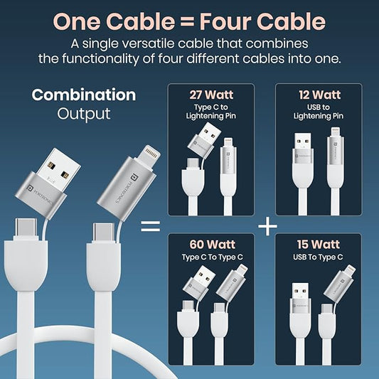 Portronics POR-3075 Keylink 4 in 1 Multifunctional Charging Cable with Keyring