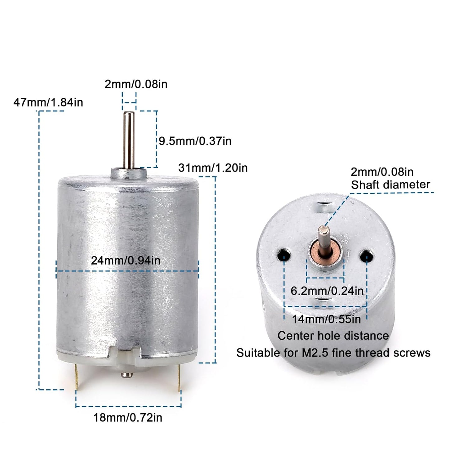 RS280 Motor 6v DC 9000RPM 24mm Diameter Brushed Toy Motor