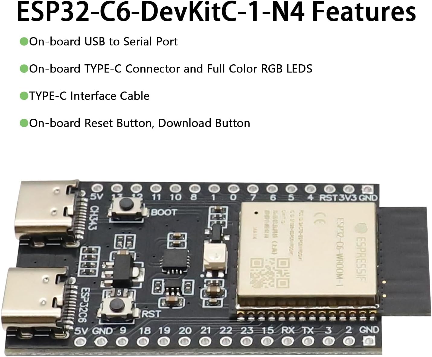 Espressif ESP32-C6-A-N4 Development Board ESP32C6 IoT WiFi6 Bluetooth Zigbee