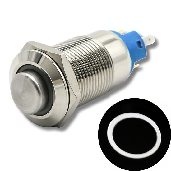12mm Size White Led Stainless Steel Latching Type Metal Push Button Switch 12v DC