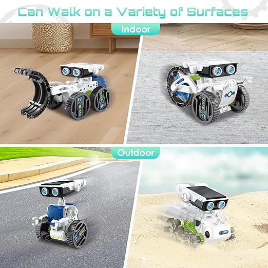 DIY 12 in 1 Solar Robot Kit Solar or Rechargeable Battery Operated Kit for Children's