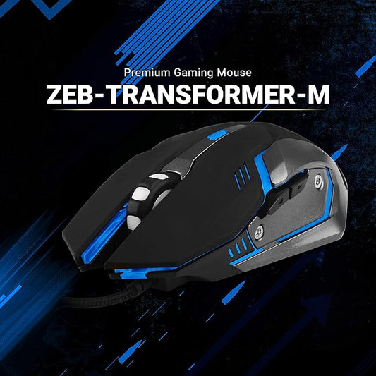 ZEB-TRANSFORMER-M2 Wired Ambidextrous Optical Gaming Mouse (USB 3.0, Black)