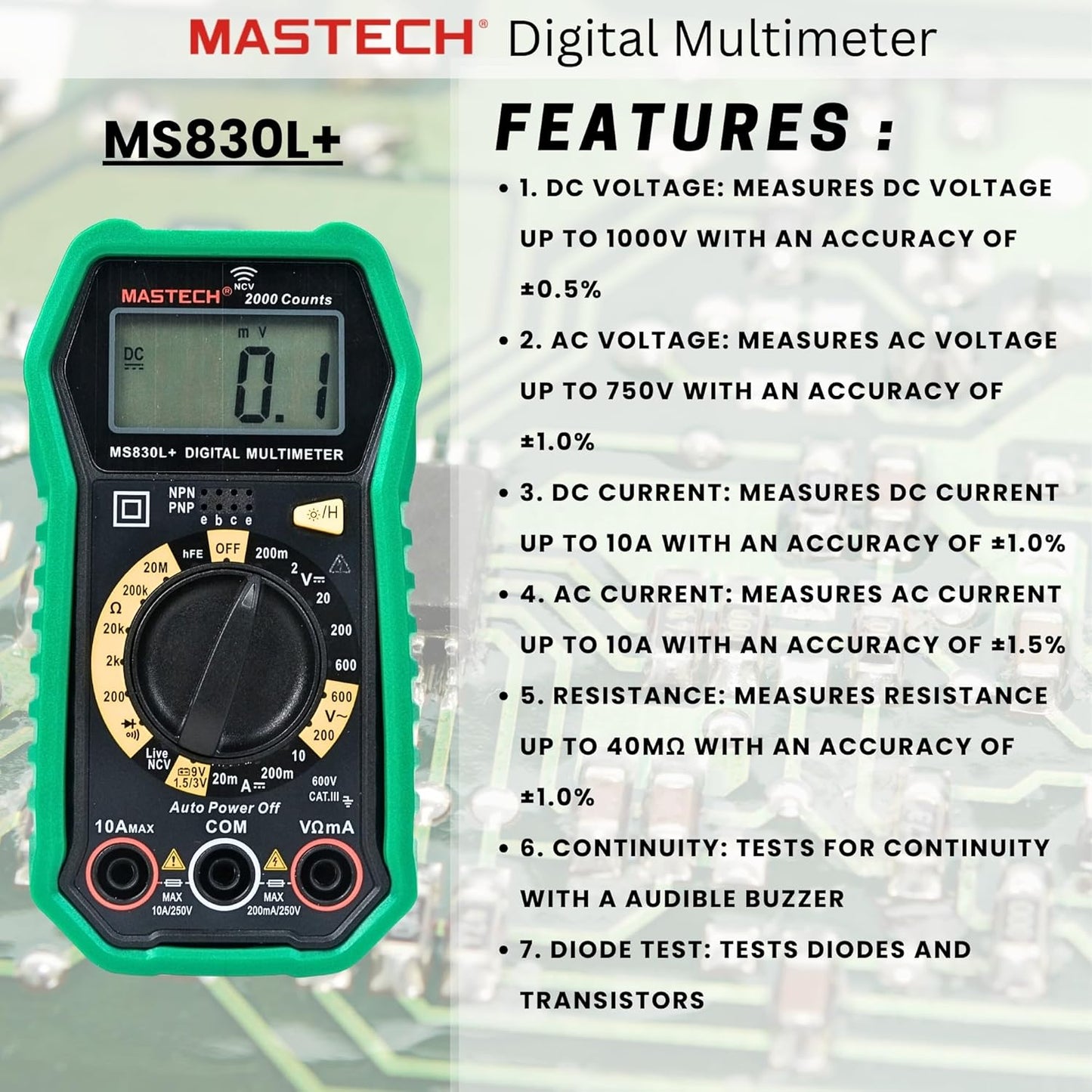 Mastech MS830L+ Digital Multimeter