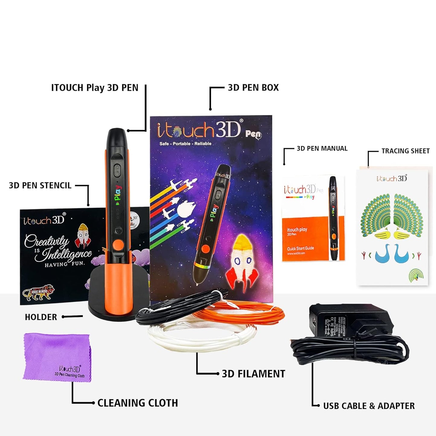 Itouch Play 3D Pen with 3 filaments (Orange)