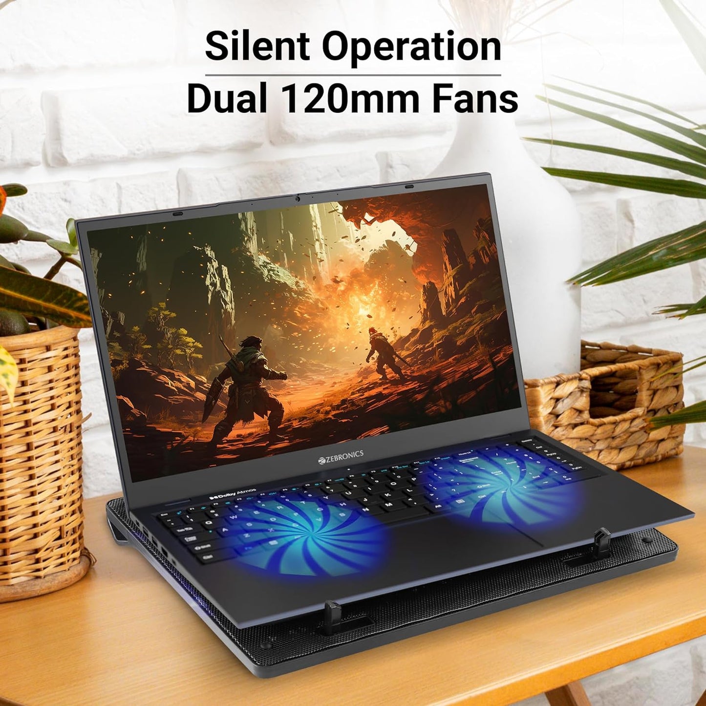 Zebronics ZEB-NC3300 USB Powered Laptop Cooling Pad with Dual Fan, Dual USB Port and Blue LED Lights