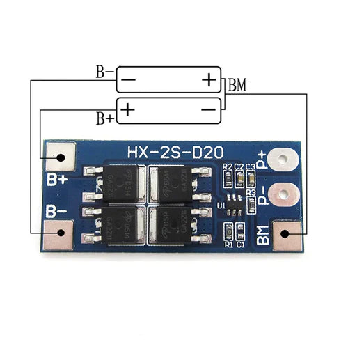 BMS 2S 20A 18650 7.4V Lithium Battery Protection Board HX-2S-D20