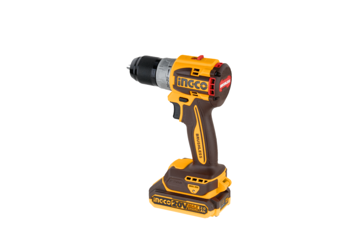INGCO CDLI20602 Compact Brushless Cordless Drill 20V 60NM Torque with 2 Battery, Charger and 47 pcs Accessories