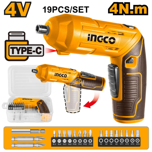 INGCO CSDLI0442 Lithium Ion Cordless Screwdriver (4v, Type C Charging)