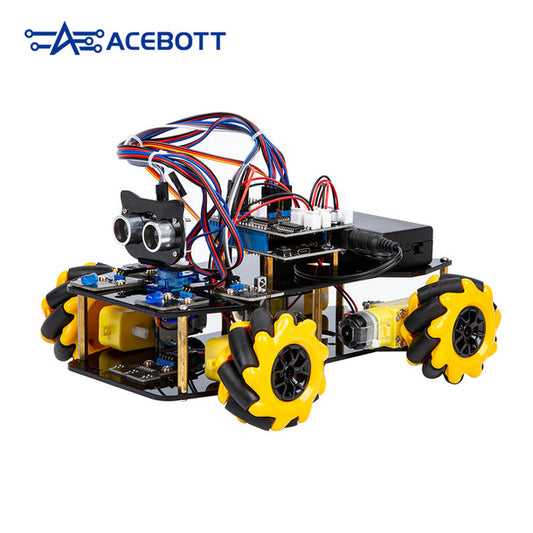 ACEBOTT QD001 ESP32 4WD Smart Car with Mecanum Wheel Camera WiFi STEM STEAM Programming Smart Robot Car kit