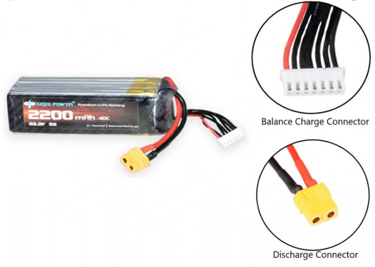 GenX 22.2V 6S 2200mAh 40C / 80C Premium Lipo Lithium Polymer Battery