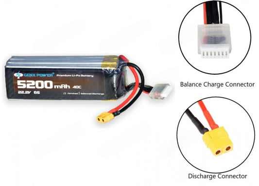 GenX 22.2V 6S 5200mAh 40C / 80C Premium Lipo Lithium Polymer Battery
