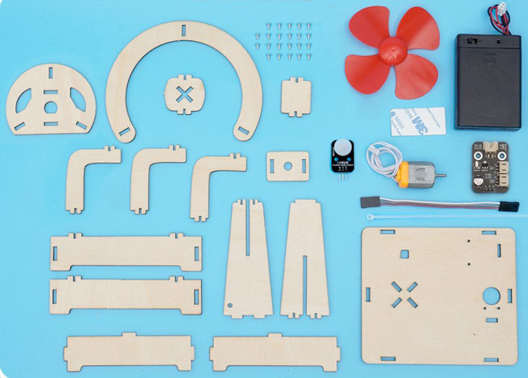 DIY Assemble Wooden STEM Puzzle Human Body Induction Fan Science Engineering Toys (A-20)