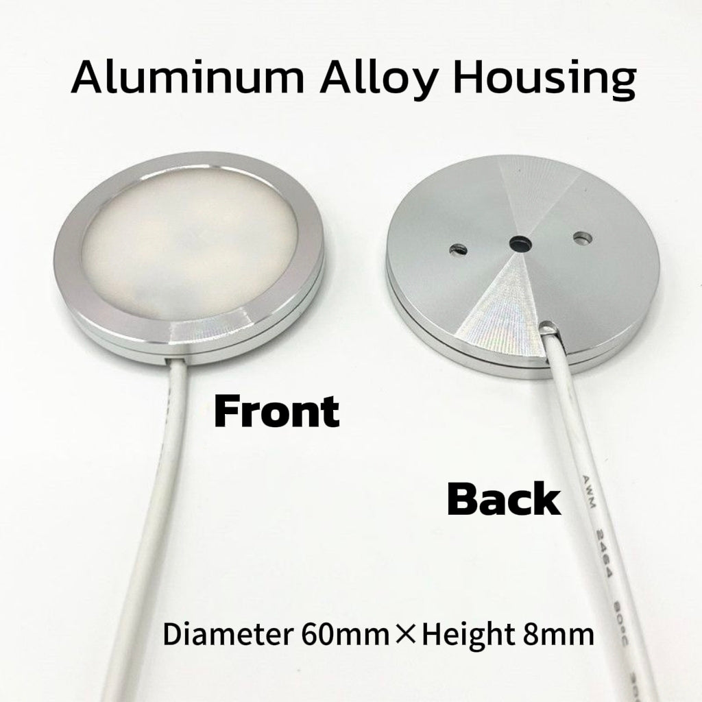 Warm and cool white USB LED puck light with inline brightness controller