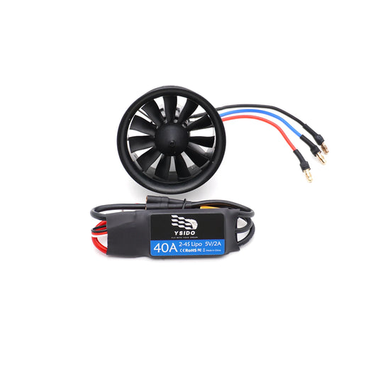 YSIDO 2627-4950kv-3s 50mm RC EDF Motor Duct Fan 11-Blades with 2S-4S 40A ESC Brushless Power for RC JET Aircraft Airplane EDF Plane Parts