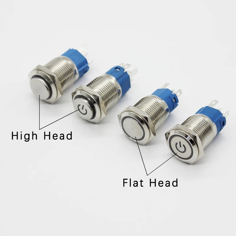 12mm Green Led Stainless Steel Momentary Type Push Button Switch 12v-24v DC