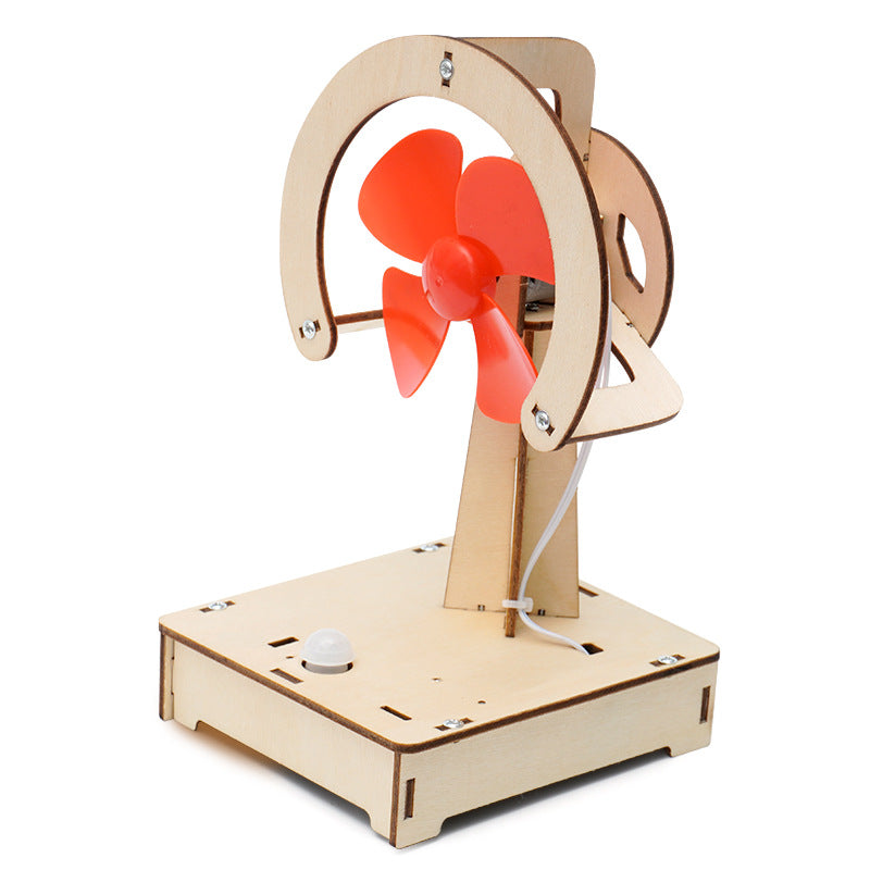 DIY Assemble Wooden STEM Puzzle Human Body Induction Fan Science Engineering Toys (A-20)